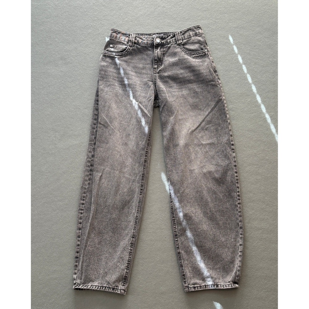 Refuge Denim Barrel Leg Jeans Grey Acid Wash High Rise Size 03 16-1330